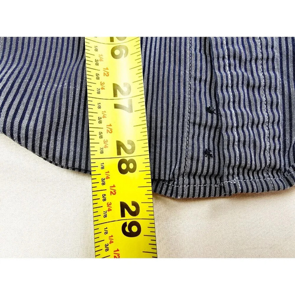 Calvin Klein Modern Fit Size Medium Men's Gray Navy Stripe Long Sleeve Shirt - Picture 10 of 12